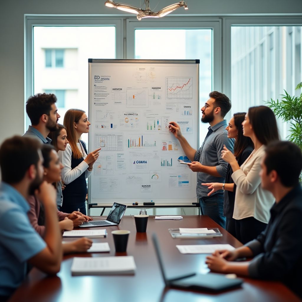 El equipo fundador de FinanAR en una sesión de lluvia de ideas