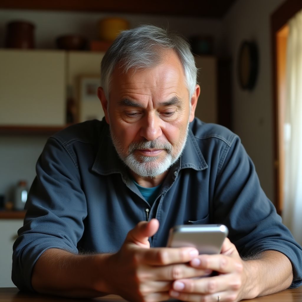 Adulto mayor aprendiendo a usar una app de inversiones