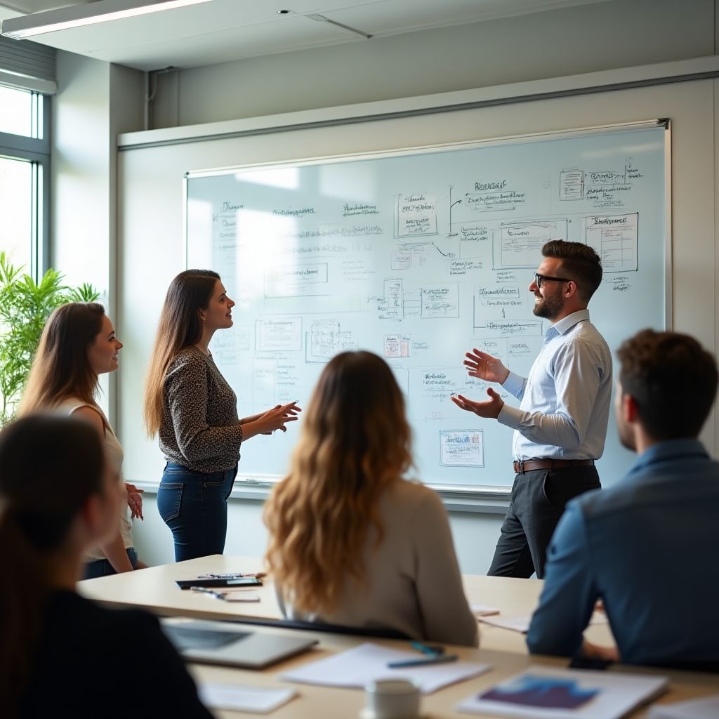 Equipo de FinanAR colaborando en una pizarra